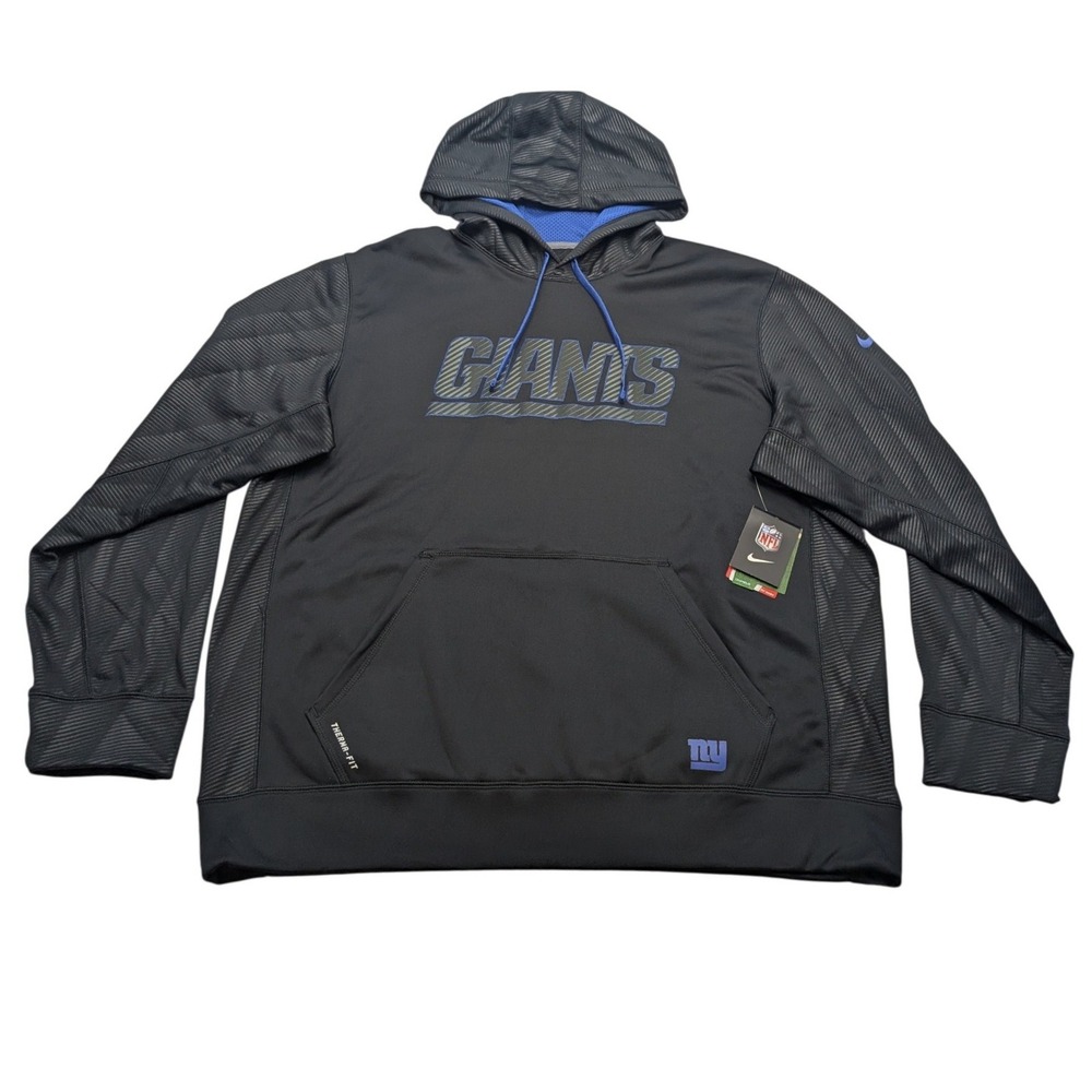 NWT Nike New York Giants Hoodie Mens XL Black NFL Therma-FIT Pullover